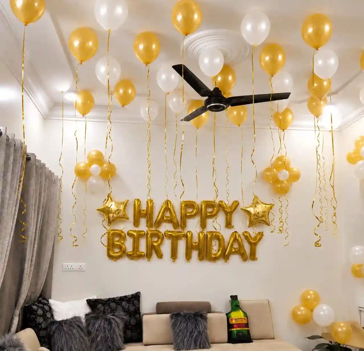 Golden & White Birthday Standard Decoration